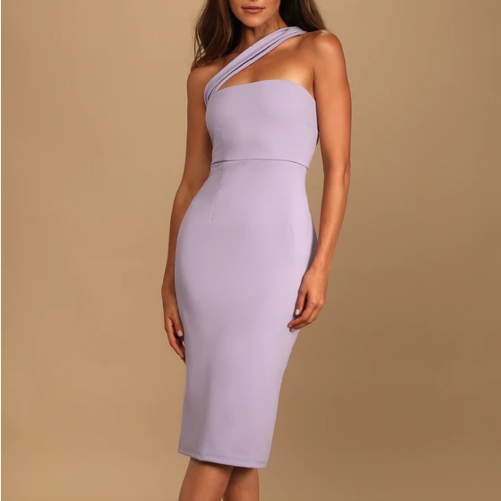Hold Your Attention Lilac One-Shoulder Sleeveless Midi Dress